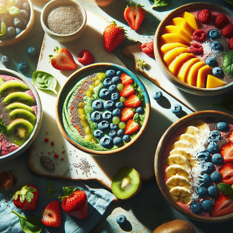 colorful and fruity breakfast smoothie bowls to energize your day