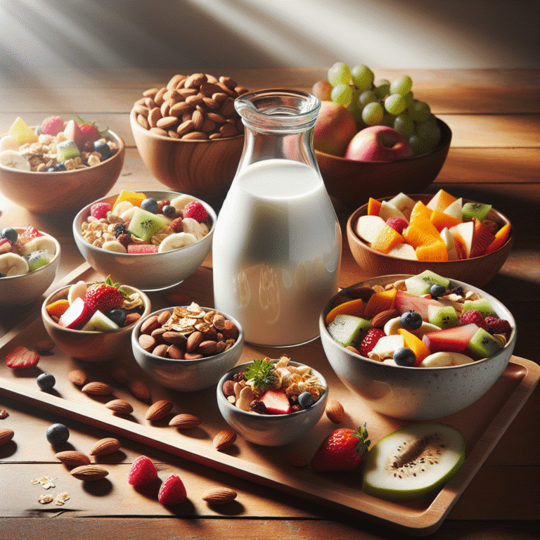 healthy snack bowls with almond milk