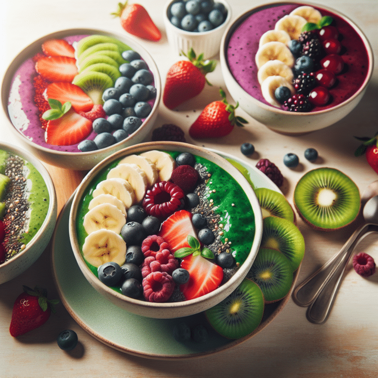 breakfast smoothie bowls with fruits